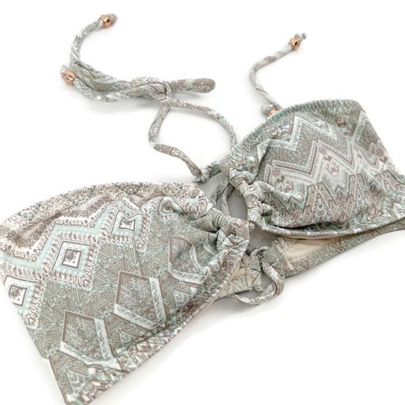 Eberjey Surf Spray Cora Key‎ Hole Bandeau Bikini Tie Top Sz L NWT - Picture 1 of 5
